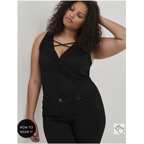 torrid Tops - NWT TORRID Surplice Strappy Bodysuit Lace Black Size 5X